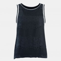 Women's Black Sleeveless Lace Lined Top Blouse