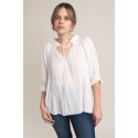 Women's White Top Blouse Elbow Sleeve